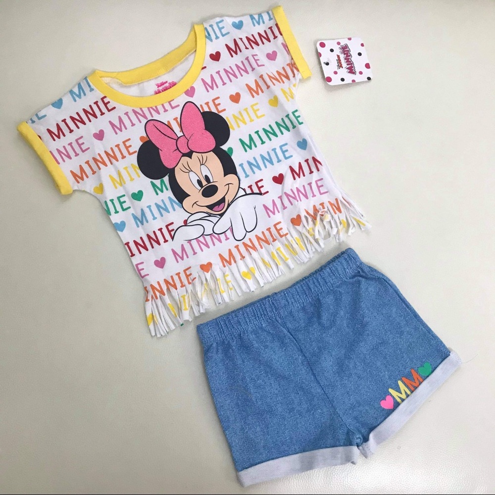 Disney Minnie Mouse Cute Sparkly Shorts Set